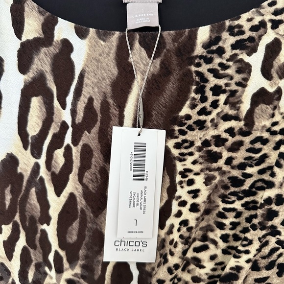 Chico's Black Label Leopard Print Wrap Dress sz 8 - Picture 10 of 12